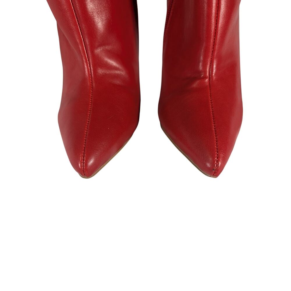NWOT! FAB ROUGE RED ANKLE BOOTS WITH BEADED & JEWELED, EMBROIDERED CROSS! SZ 6 - Picture 3 of 11